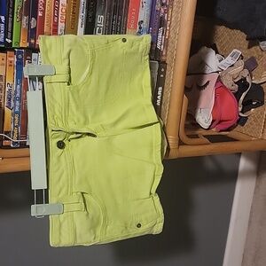 Neon green jean booty shorts